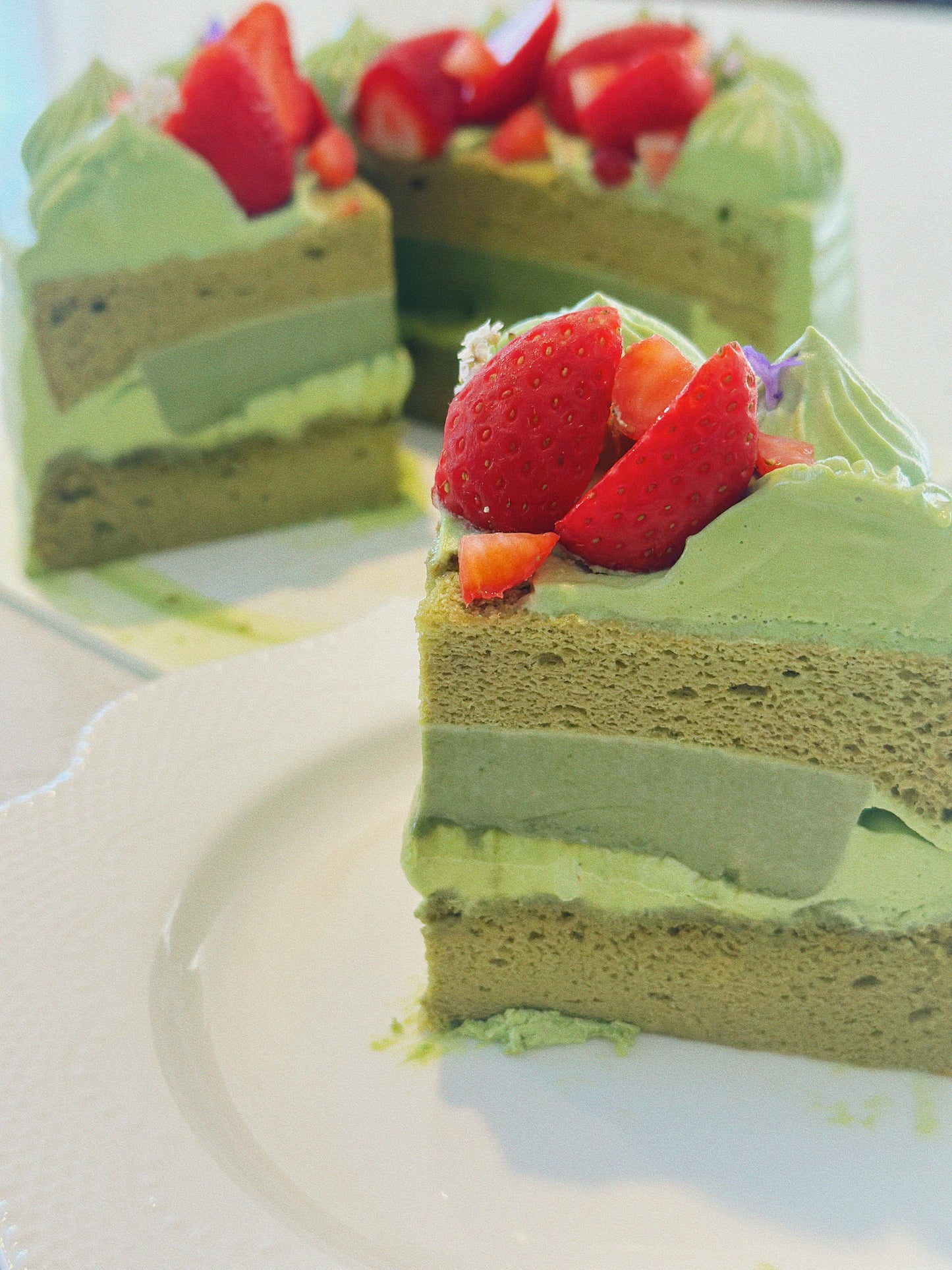 White Chocolate Matcha Chiffon Cake