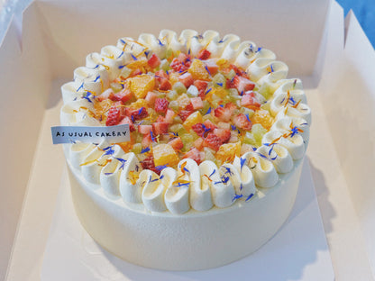 Seasonal Fresh Fruit Chiffon Cake (Celebration discount)
